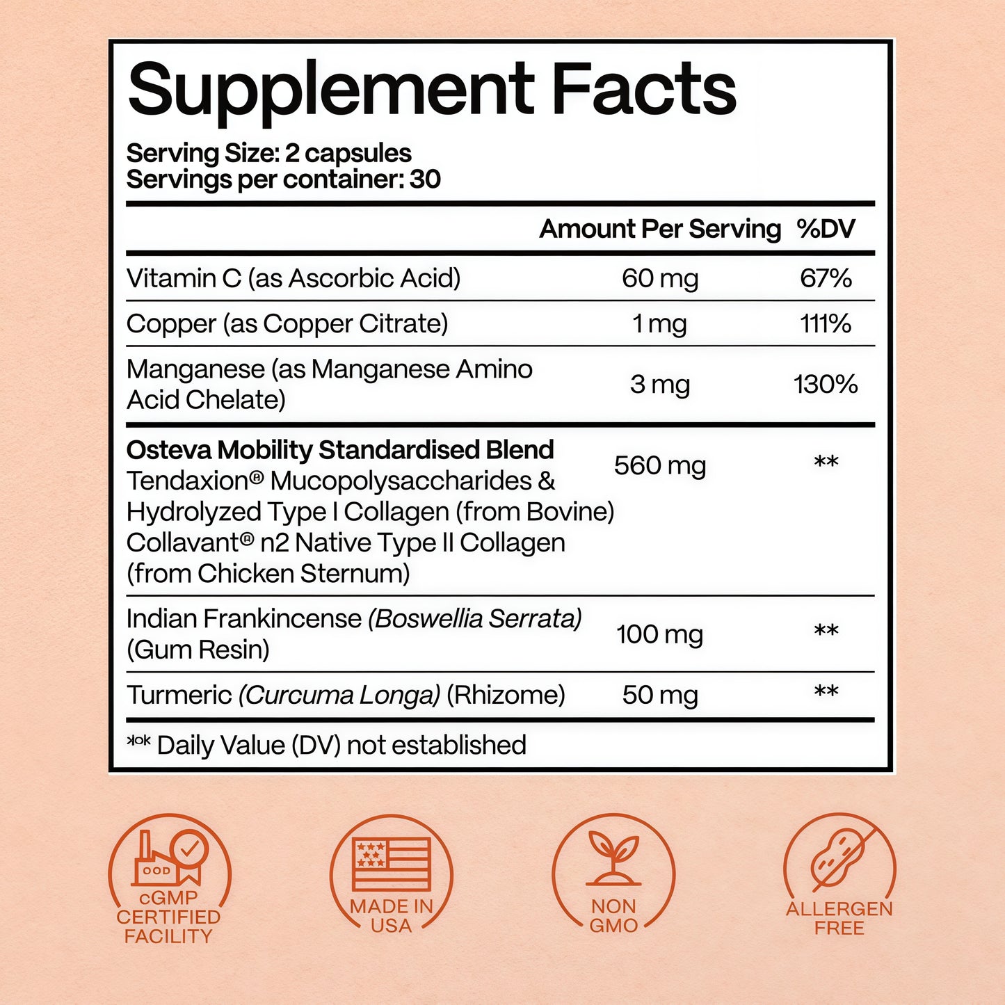 Osteva Joint Support Supplement for Women | High Potency Collagen, Turmeric, Boswellia | for Flexible Cartilage & Tendons, Resilient Knees & Hip, Improved Mobility | Non-GMO, 60 Ct
